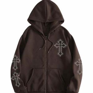 Fabricants de vêtements – Sweat à capuche unisexe surdimensionné pour homme, brodé de strass, écologique, streetwear, avec logo personnalisé - Product Image 1