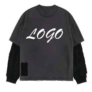 Top Selling 100% Cotton Eco-Friendly Breathable 300g <b>Thick</b> Cotton Custom Dtg Print Double Layer Waffle Long Sleeve Men's <b>T</b>-<b>Shirt</b> - Product Image 4