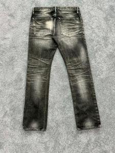 Jeans vintage à jambes larges délavés dégradés, déchirés et délavés, coupe droite, denim avec finition rétro - Product Image 2