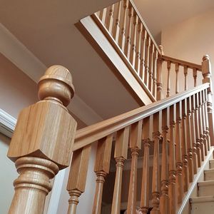 Top vente 6310P main courante d'escalier en bois de chêne rouge massif taille personnalisée 5x44.7mm filet pour escaliers intérieurs et extérieurs - Product Image 1