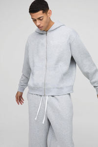 ชุดวอร์มมีฮู้ดหนานุ่มสำหรับฤดูหนาว สไตล์ลำลอง สกรีนโลโก้ได้ ชุดวอร์มผ้าฝ้าย 100% ไซส์ปกติสำหรับผู้ชาย - Product Image 3