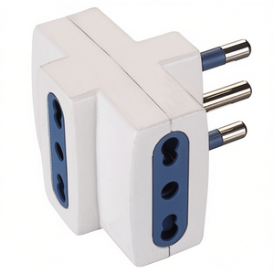 Adaptador de Enchufe Eléctrico de 3 Tomas 2P+T 10/16A Blanco PP0452R Conector Bidireccional Estándar Italiano - Product Image 3