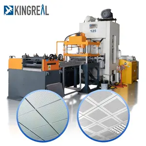 KINGREAL 2024 Factory Price Al/Gi Steel Semi-Automatic Metal Ceiling Tiles Production Line with 125 Tons of Perforating Machine