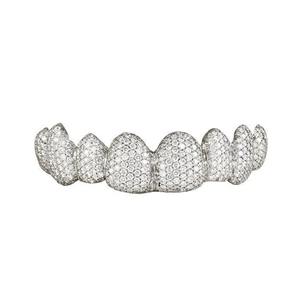Juego de Grillz de Plata Pulida Personalizados para Dientes Superiores e Inferiores, Pieza Dental de Metal Simple Estilo Hip Hop para Hombres y Mujeres - Product Image 1