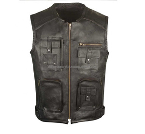 Nardon เสื้อกั๊กหนังแบบซ่อนมีกระเป๋าของผู้ชายเสื้อกั๊กหนังสีน้ำตาลวินเทจสำหรับผู้ใหญ่แจ็คเก็ตหนัง - Product Image 6