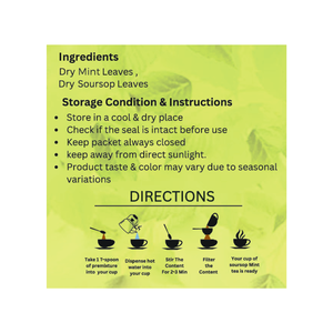 BourNeels Ramphal / Lakshmanphal / Mullaseeta Mint Premix 50gm Sin conservantes Alta vitamina C Guanábana Mint Kadha Tea - Product Image 4