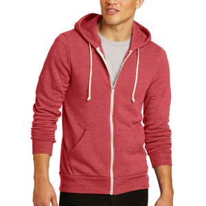 Sweat-shirt à capuche en molleton léger à la mode avec fermeture éclair intégrale True Red Hoody - Product Image 1