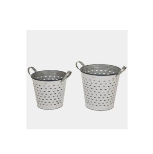 Jardinière décorative en métal galvanisé de qualité supérieure avec poignées pour panier à pain vintage fantaisie d'intérieur et d'extérieur - Product Image 6