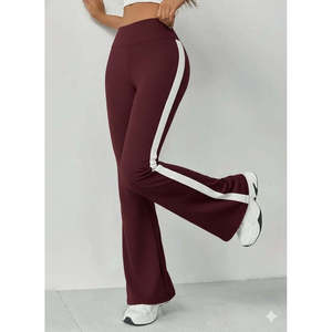 Pantalon de yoga taille haute pour femme, style espagnol, avec détails latéraux, 29805 - Bordeaux - Product Image 4