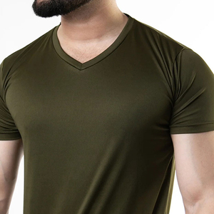 T-shirt de course à col en V personnalisable pour hommes, léger, polyester, spandex, séchage rapide et respirant, style formel - Product Image 6