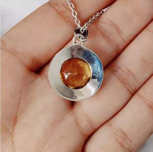 Pendentif rond élégant en argent sterling 925 avec pierre précieuse citrine, bijoux fins à porter tous les jours, pendentifs et breloques de qualité supérieure, unisexe - Product Image 3