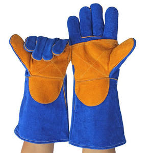 Gants de soudage de haute qualité, très demandés, en cuir de vachette bleu, avec protection renforcée pour la paume et le pouce, résistants à la chaleur. - Product Image 2