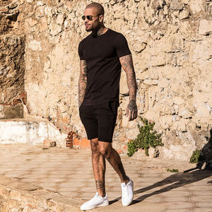 T-shirts pour hommes personnalisés de haute qualité 10 couleurs Fitness respirant 100% coton peigné anti-boulochage en gros - Product Image 2