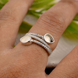 925 argent Sterling 5x7mm Double poire lunette bague réglage fiançailles bricolage artisanat résine cendres bijoux résultats composants pour les femmes - Product Image 2