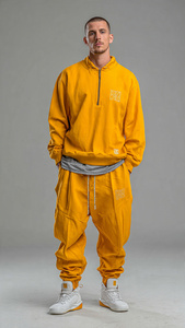 Ensemble sweat-shirt à col montant et pantalon de jogging ample pour homme, streetwear d'hiver, survêtement en polaire, pantalon en polaire ample pour homme - Product Image 6