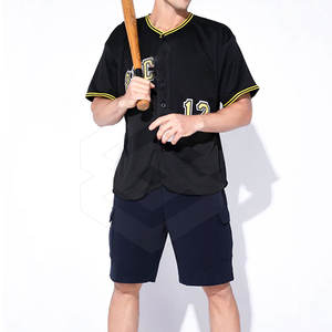 Maillot de baseball léger et respirant en polyester pour homme grande taille, manches courtes, vêtement de sport uni - Product Image 2