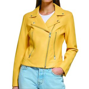 Chaqueta de Cuero Genuino para Mujer, Estilo Nuevo, Color Liso Teñido, con Cuello Alto y Cierre de Cremallera, Diseño Personalizado, Sólida - Product Image 5