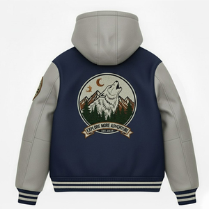 Blouson universitaire d'hiver pour homme, style streetwear, avec patch brodé en chenille personnalisé, style urbain, logo avant éco-responsable - Product Image 2