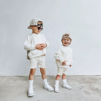 Ensemble de vêtements assortis pour adultes, taille plus, garçons et filles, sweat-shirt à capuche en polaire d'hiver à manches courtes, short, ensemble de survêtement deux pièces