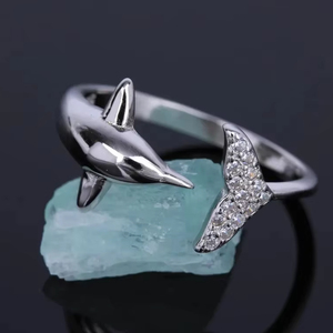 Genuino 925 plata esterlina delfín CZ Pave anillo minimalista ligero fino Vintage oro Vermeil mujeres anillo fino joyería regalo - Product Image 1