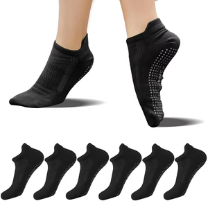 Chaussettes de yoga antidérapantes avec logo personnalisé Chaussettes antidérapantes avec poignées pour Pilates Ballet Barre pieds nus femme automne tricoté - Product Image 2
