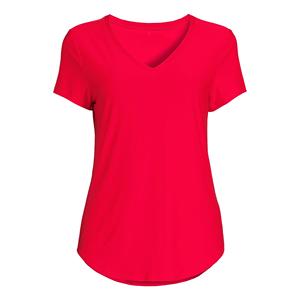 T-shirts pour femmes en tissu de coton mercerisé doux T-shirts allongés pour les t-shirts légers à col en V pour femmes - Product Image 3