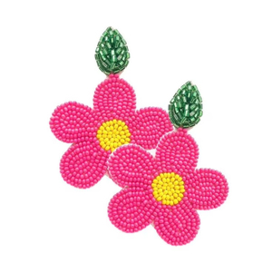 Nouveau design de boucles d'oreilles brodées de fleurs perlées faites à la main pour femme avec des détails de luxe à la mode - Product Image 1