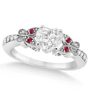 ชุดเครื่องประดับเจ้าสาวรูปหัวใจประดับเพชรและทับทิม 14k ทองคำขาว ชุบทองคำขาว 0.71 กะรัต วัสดุชุบทองคำชมพู สำหรับงานแต่งงาน งานหมั้น ของขวัญ - Product Image 2