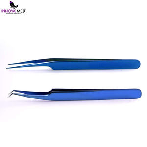 Nouvelle gamme de pinces à épiler pour extensions de cils en acier inoxydable Belle pointe en fibre de grande quantité de couleur plasma disponible Emballage personnalisé - Product Image 6