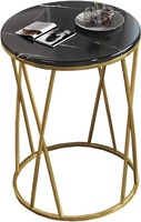 Table d'appoint artistique dorée de forme ronde au design haut de gamme avec table d'appoint en marbre blanc pour élégant et maison et hôtel