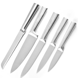 Ensemble de couteaux de chef personnalisés en gros OEM ODM en acier Damas faits à la main, ambidextres, multifonctionnels, 5 pièces - Product Image 1