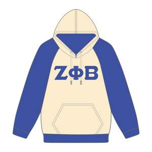 Zeta Phi Beta Neutral Body Blue Raglan Sleeves Pullover Sudadera con capucha Greek Sorority Apparel Custom Divine Nine HBCU Life Clothing - Product Image 2