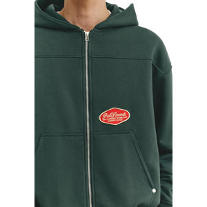 Sweat à capuche zippé pour homme en molleton 100% coton avec logo personnalisé, broderie 3D, impression DTG, coupe classique, hiver, écologique - Product Image 3