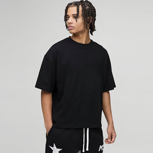 Venta al por mayor personalizado peso pesado 100% algodón recortado serigrafía camiseta Vintage hombro caído Boxy Fit alta calidad Vintage tejido - Product Image 1