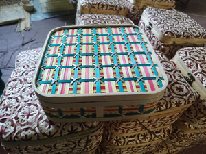 Boîte de rangement ronde en bambou vintage faite à la main, écologique, panier décoratif, artisanat vietnamien - Product Image 6