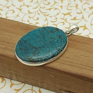 Collier pendentif Firoza tibétain naturel en argent sterling 925 gros pendentif Firoza tibétain fait à la main bijoux en argent sterling - Product Image 2