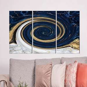 Toile imprimée : Art mural abstrait marbré, design doré élégant, 3P : Prêt à accrocher - Product Image 1