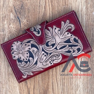Nuevas carteras plegables de cuero hechas a mano reales, carteras diseñadas para mujeres, billetera elegante única de cuero artesanal de Venta caliente - Product Image 1
