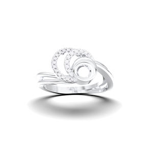 Juego de puntas de anillo de diamante de corte redondo de moissanita de lujo moderno de 0,12 quilates en platino para ella - Product Image 1