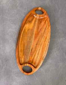 Bandeja DE SERVICIO DE MADERA ovalada de calidad superior 100%-Vajilla duradera apta para lavavajillas para cocina y sala de estar para alimentos y bebidas - Product Image 1
