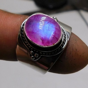 แหวนพลอยหยกสีชมพูธรรมชาติสีเงิน925สไตล์คลาสสิกสำหรับของขวัญครบรอบการหมั้นสำหรับผู้หญิง - Product Image 3