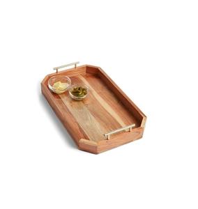 Élégant plateau de service en bois finition polie parfait pour les mariages événements traiteur fêtes restaurants hôtels service à manger - Product Image 1