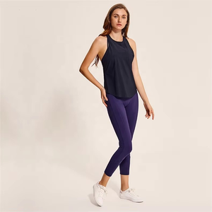 Débardeur de yoga surdimensionné sans manches à fond incurvé pour femmes sur mesure débardeur de course à pied en modal à coupe latérale et longue - Product Image 6