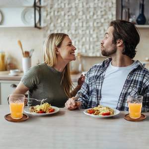 Sous-verres en bois en vrac 5 pouces en bois d'acacia naturel tasse sous-verres empilables réutilisables pour le café - Product Image 6