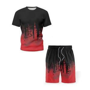 Conjuntos Cortos Casuales de Otoño para Hombre Talla Grande, Nueva Camiseta de Algodón Transpirable con Estampado 3D y Pantalones Cortos de 2 Piezas, Personalizables - Product Image 1