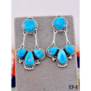 Boucles d'oreilles pendantes élégantes en argent sterling et pierres blanches faites à la main du sud-ouest, design sur tige - Product Image 2