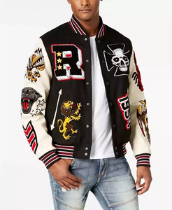 Veste de baseball varsity à col montant avec motif de dessin animé personnalisé en gros pour hommes - Product Image 5