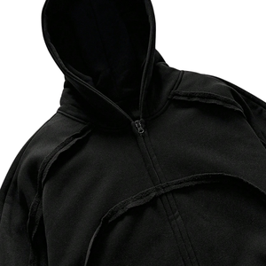 Sweat à capuche zippé noir épais 100 % polyester, coupe oversize, en polaire, pour homme, impression numérique personnalisée ODM, idéal pour l'hiver - Product Image 4