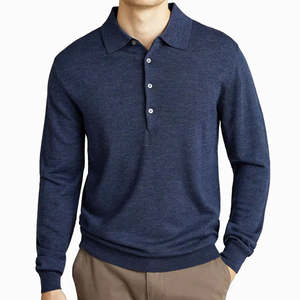 Polos à manches longues vierges personnalisés pour hommes Polos à manches longues en coton pur de haute qualité pour hommes - Product Image 1