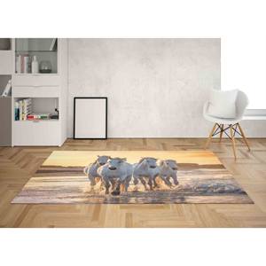 Alfombra Estampada con Caballos en la Playa: Alfombra Única con Diseño Animal para Decoración de Casa de Campo, Alfombra de Chenilla - Product Image 3